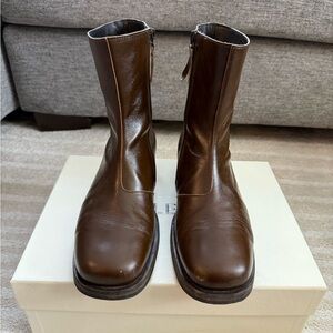 OUR LEGACY Olive Leather Camino Boot